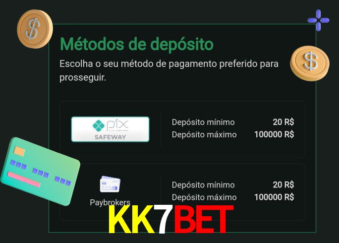 O cassino KK7BET oferece uma grande variedade de métodos de pagamento
